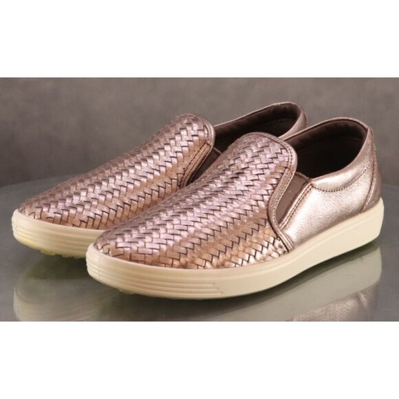 ECCO Soft 7 2.0 Women's Woven Slip On Sneakers Shoes Size EU 39 US 8-8.5 Bronze - Picture 1 of 12